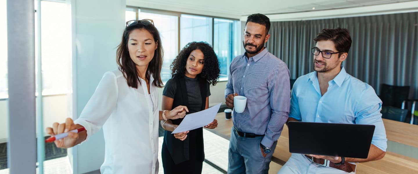 Broker presenting a commercial loan strategy